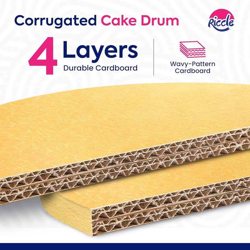 RICCLE 14 Inch Single Gold Cake Drum - Smooth-Edged Pack of 1 - Sturdy Boards Round - Bend Resistant Multi-Layered Base for Minimalist Displays - Image 3